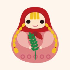 Matryoshka Russian traditional wooden doll vector pattern el N289
