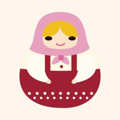 Matryoshka Russian traditional wooden doll vector pattern el N290