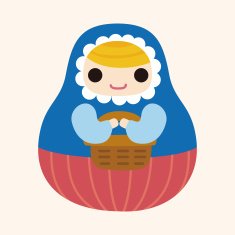 Matryoshka Russian traditional wooden doll vector pattern el N291