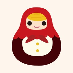 Matryoshka Russian traditional wooden doll vector pattern el N292