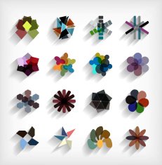 3d flat abstract business icon set N2