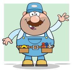Mechanic Waving A Greeting With Background