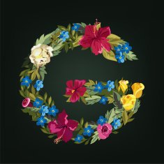G letter Flower capital alphabet Colorful font Uppercase N2