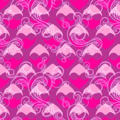 beautiful pink vector seamless pattern with swirls and hearts
