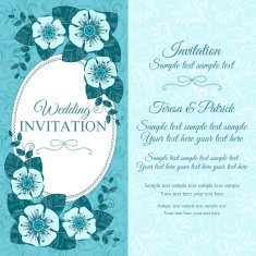 Vintage wedding invitation card blue