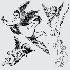 set of various angels or cupids