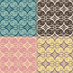 Set of Seamless with abstract colorful floral patterns N9