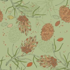 Green Seamless Pattern with Cones
