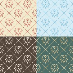 Set of Seamless with abstract colorful floral patterns N14