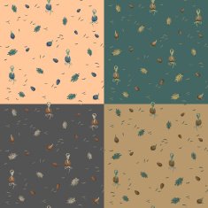 Set of 4 seamless textures pine sprouted seeds and needles
