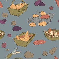 Hand drawn seamless texture with potatoes