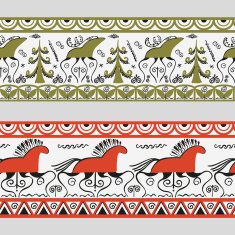 Seamless ornament in style Mezen Vector illustration