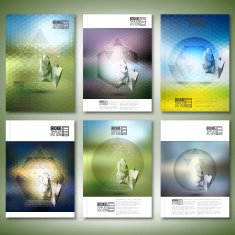 Abstract 3D pyramids abstract hexagonal patterns Infographic set Brochure flyer N2