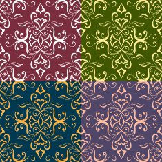 Set of Seamless with abstract colorful floral patterns N16