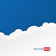 White clouds on sky blue background vector N4