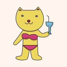 animal cat summer cartoon theme elements N17