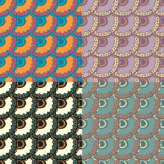 Set of Seamless with abstract colorful floral patterns N17