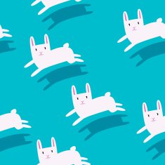 White rabbits running Seamless pattern