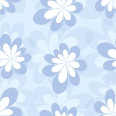 Seamless pattern with decorative flowers on blue background Vec