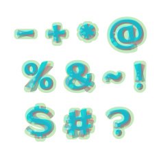 Symbols in marine style with bubbles