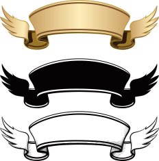 Three ribbon with wings