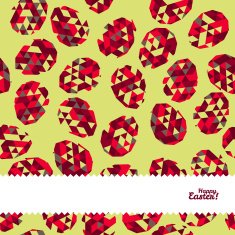 'Happy Easter!' card Easter eggs with Low Polygonal Background Seamless