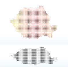 Map of Romania with Dot Pattern