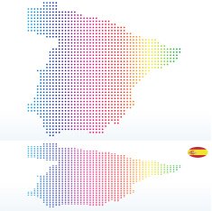 Map of Kingdom Spain with Dot Pattern