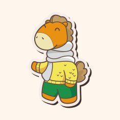 animal horse winter cartoon theme elements N5
