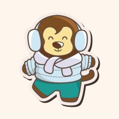 animal monkey winter cartoon theme elements N7