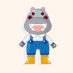 animal hippo winter cartoon theme elements N5