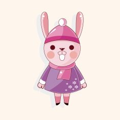 animal rabbit winter cartoon theme elements N13