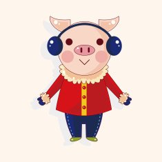 animal pig winter cartoon theme elements N4