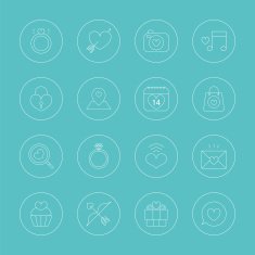 valentine's day line icon set N2