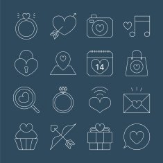 valentine's day line icon set N6