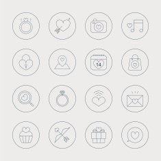valentine's day line icon set N7