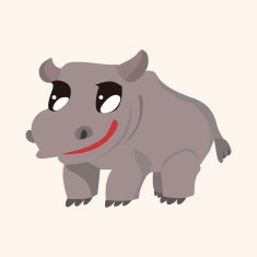 animal hippo cartoon theme elements N18