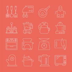Kitchen line icon set N5
