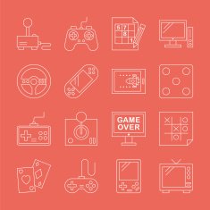 Game line icon set N3