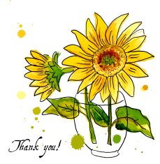 The composition of yellow sunflower painted in watercolor N2