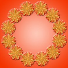 frame from brown flowers on red background