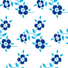 Seamless floral pattern Blue flowers leaves foliage