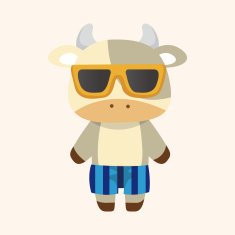 animal cow summer cartoon theme elements N6