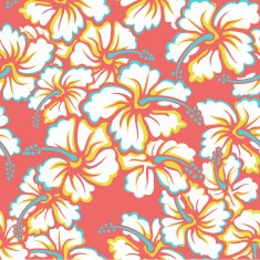 Seamless pattern with hibiscus flower