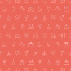 Birthday line icon pattern set N2