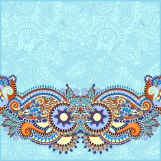 paisley design on decorative floral background for invitation N3