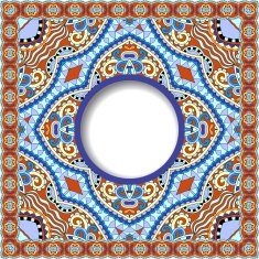 floral round pattern in ukrainian oriental ethnic style N5