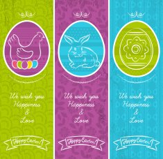 Greetings web banner for Easter Day with egg frame