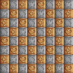 gold and silver seamless pattern with card suits N2