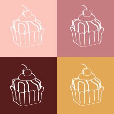 Cupcakes Seamless linear pattern N3
